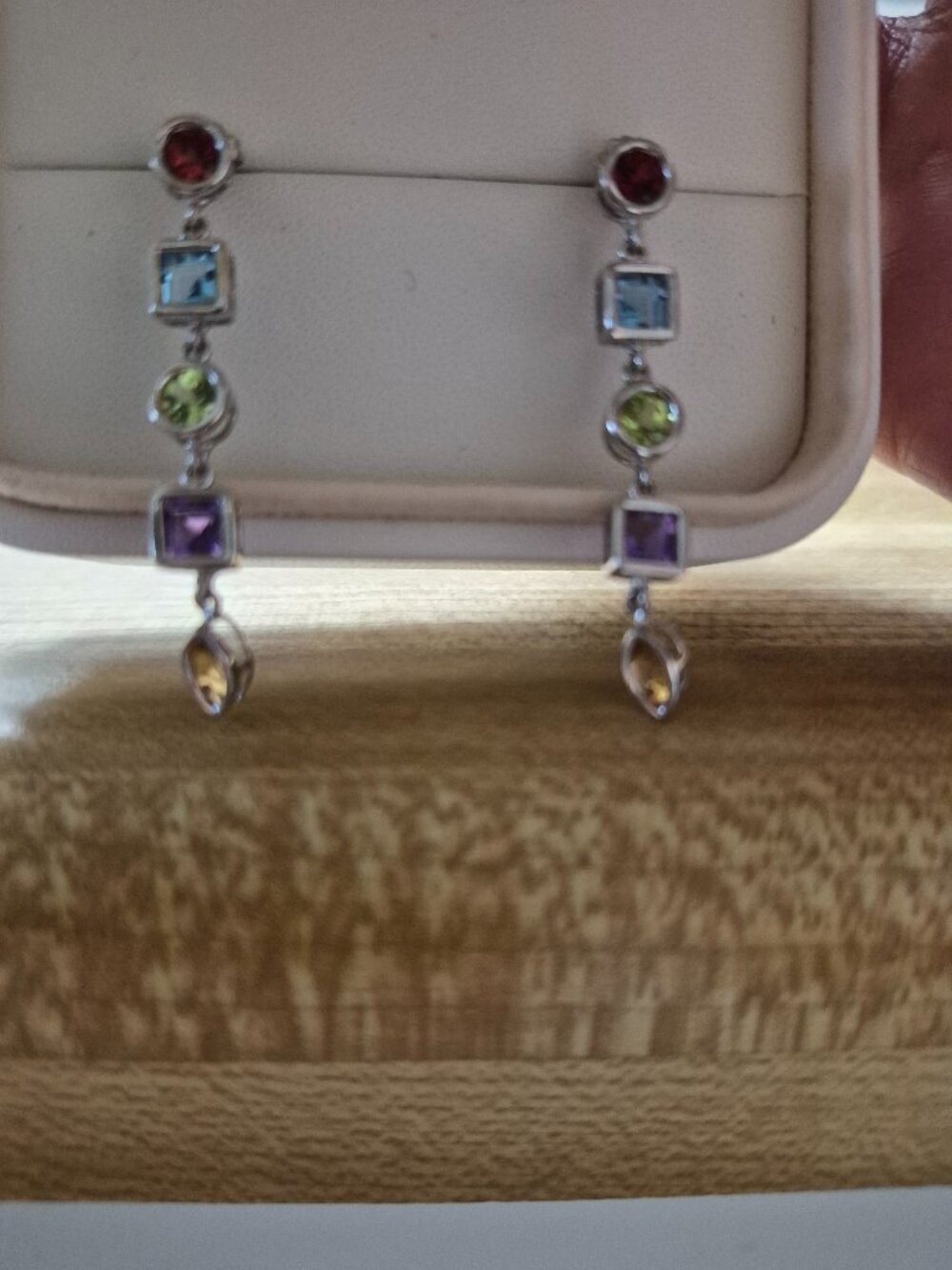 Multigem stones dangling earrings